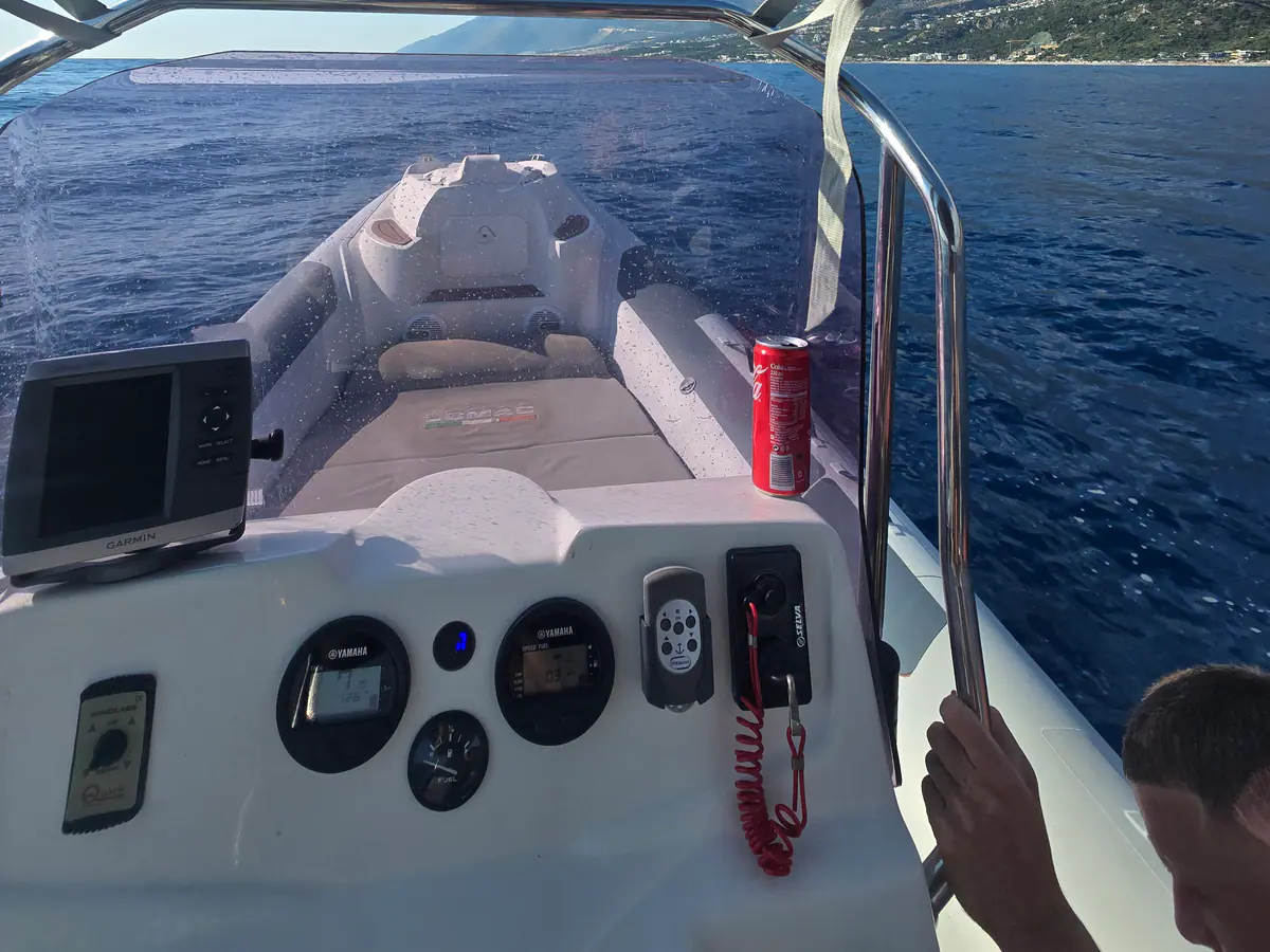 Onboard view from Dhermi Boat toward the coast