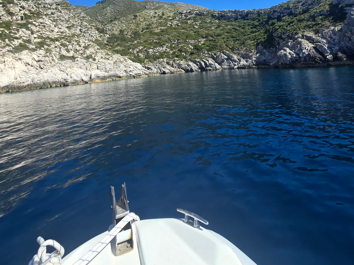 Calm sea and rocky coastline near Dhërmi